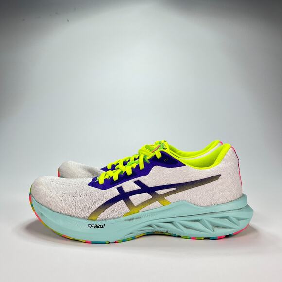 ASICS Dynablast 2 White Neon Green Athletic Comfort Running Shoes Women Size 7.5 - Picture 2 of 10